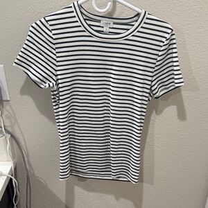 Jcrew fitted ribbed tee navy and white